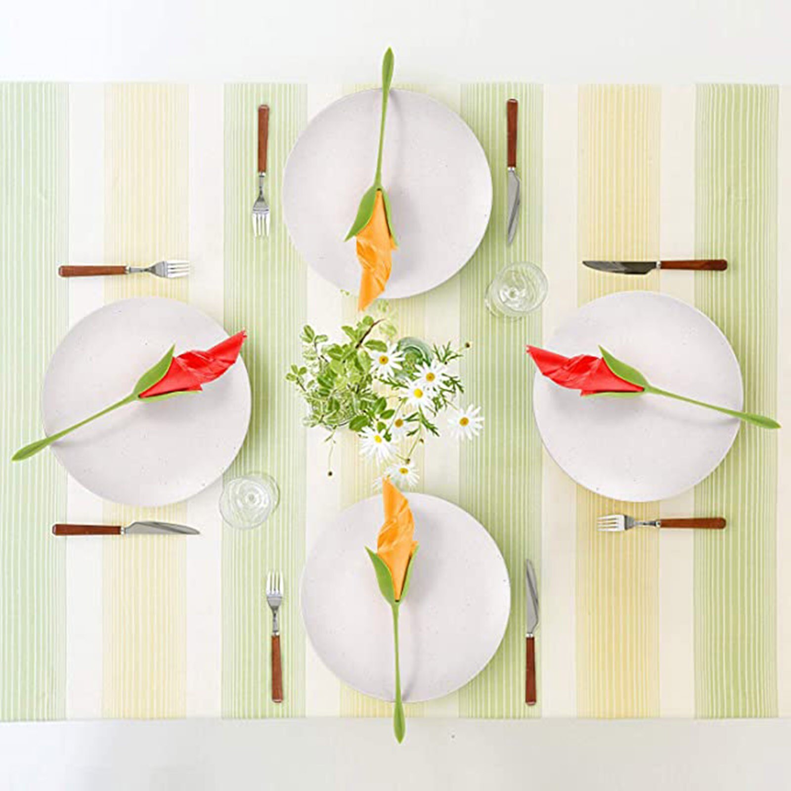 4/8PCS Flower Napkin Holders Napkin Twist Holders Green Leaf Plastic Paper Towel Folded for Table Dinner Wedding Party Decor
