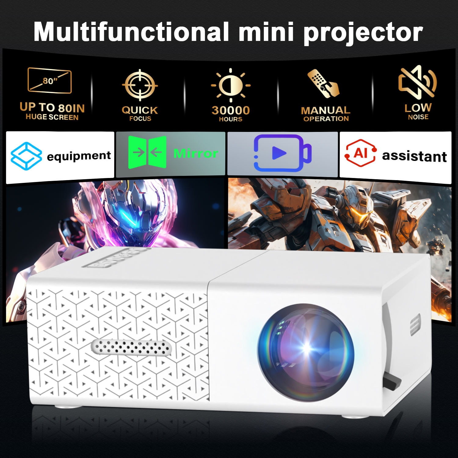Pocket Projector with USB & HDMI, Mini Portable Outdoor Movie Video DLP LED for Home Entertainment