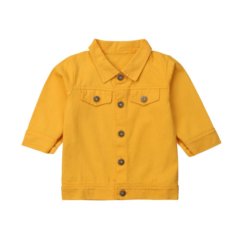 Barn jeansjacka barn bebis flicka ytterkläder kappa jeans trekvartsärm fast gula flickor toppar 1-6: 3t