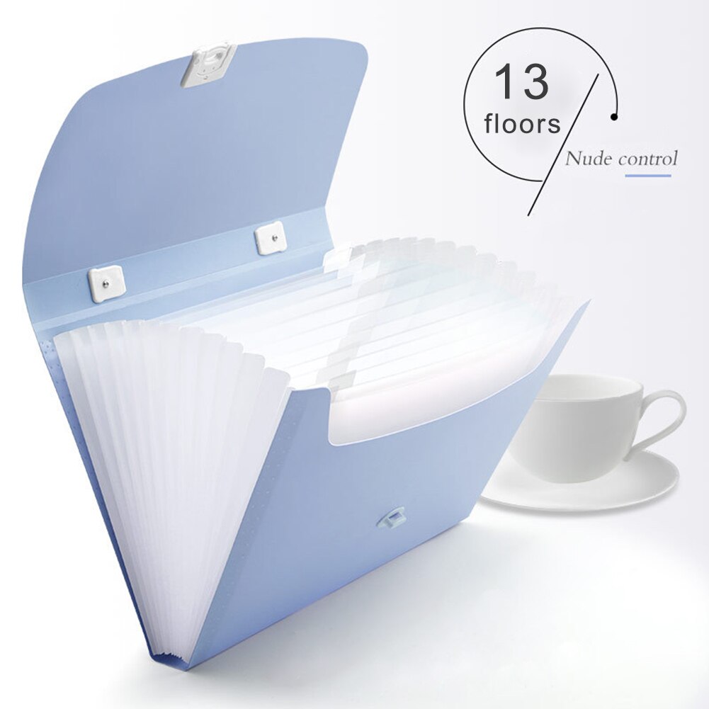13 Grids Bestandsmap Handheld Orgel Doos Tas Waterdichte Organizer Opslag Houder Office Document A4 Papier Map Voor Zakelijke Man: Blue