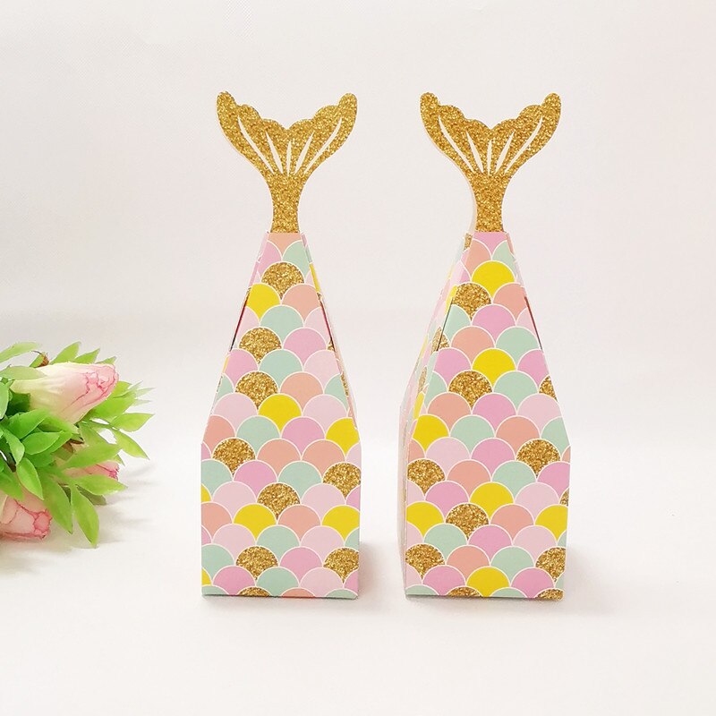 Caja de cola de sirena para niños y bebés, paquete de dulces de sirena, Cajas de , suministros de decoraciones para cumpleaños, 20 Uds.: 2