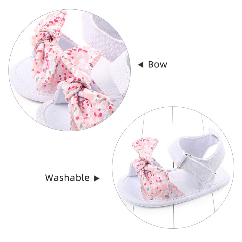 Zomer Leuke Bloemen Bows Baby Girl Sandalen Soft Cotton Antislip Pasgeboren Peuter Schoenen Prinses Meisjes Sandalen