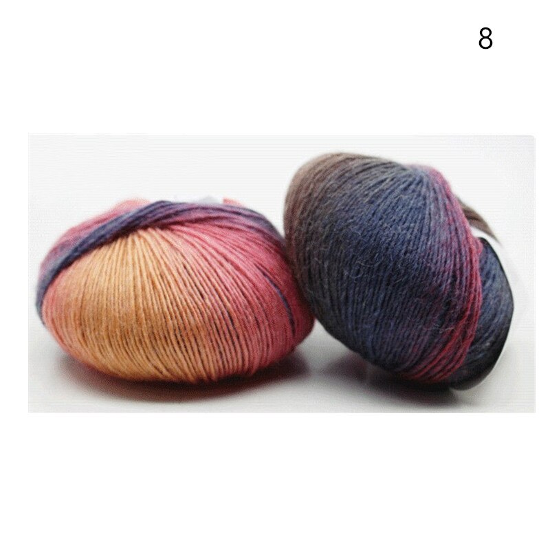 5 Rolls 50g/ball Worsted Section-dyed Rainbow Yarn Wool Yarn for DIY Hand Knitting Crochet Shawl Scarf Thread: 8