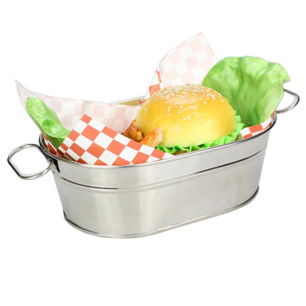 1pcs Ice Bucket Galvanized Iron Sturdy Durable Barrel Food Storage Bucket For Dinners Parties Restaurants Bar Tools