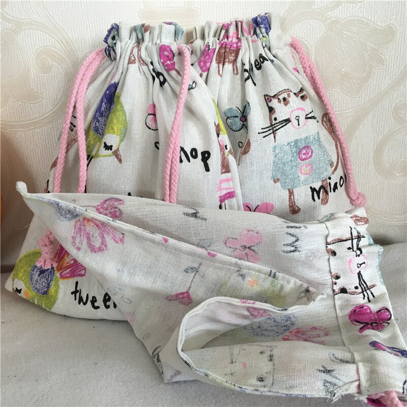 Yile Katoen Linnen Trekkoord Multifunctionele Organisator Bag Tekening Dier Beer Chick 8212d