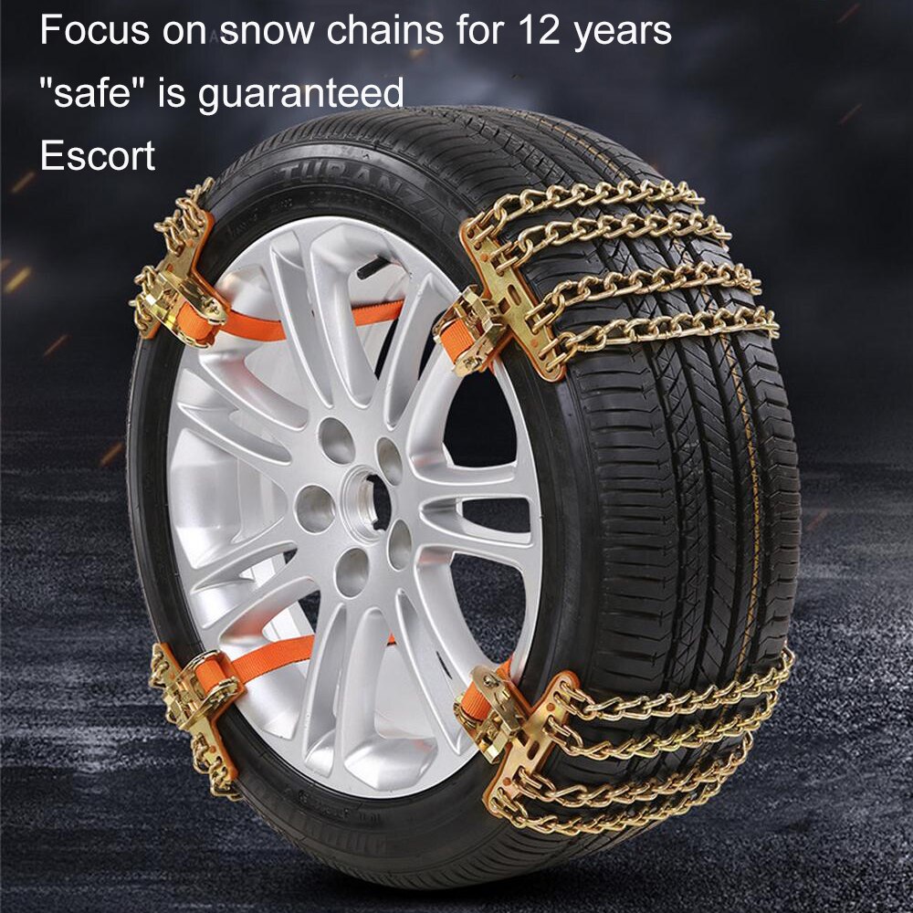 Universal Car Tire Snow Chain Metal Snow Chain Bold Manganese Steel Broken Ice Nail Wear-resistant Mud Snow Sand Car Accessories: Four chain 235-285 
