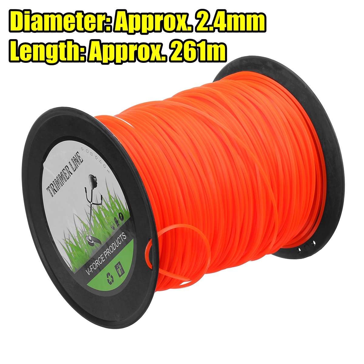 2.4mm Square Grass Trimmer Line 261m/100m Strimmer Brushcutter Nylon Cord Wire Round String Petrol Grass Trimmer Garden Tools: 2.4mmx261m