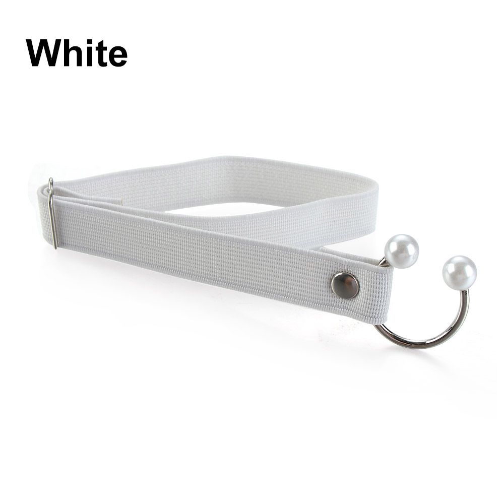 Correa elástica para zapatos de tacón alto para mujer, correa ajustable con perlas en forma de U, cordón elástico anticaída, accesorios para zapatos, 1 par: white
