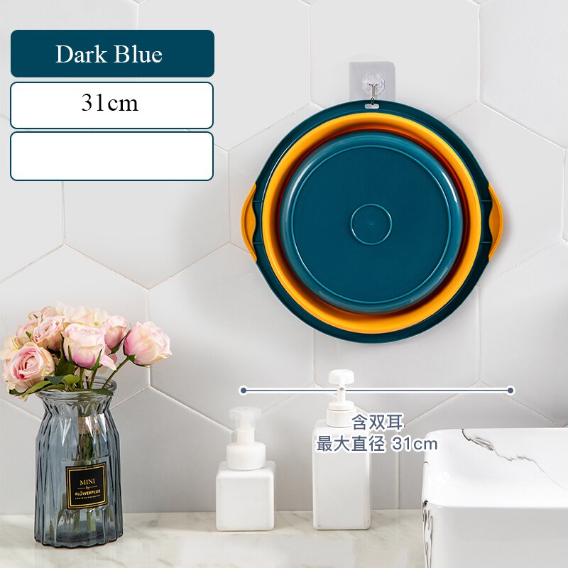 39cm pliable en plastique et Portable bassins lavabos pliant buanderie baignoire salle de bains cuisine accessoires voyage pliant lavabo: 31cm dark blue