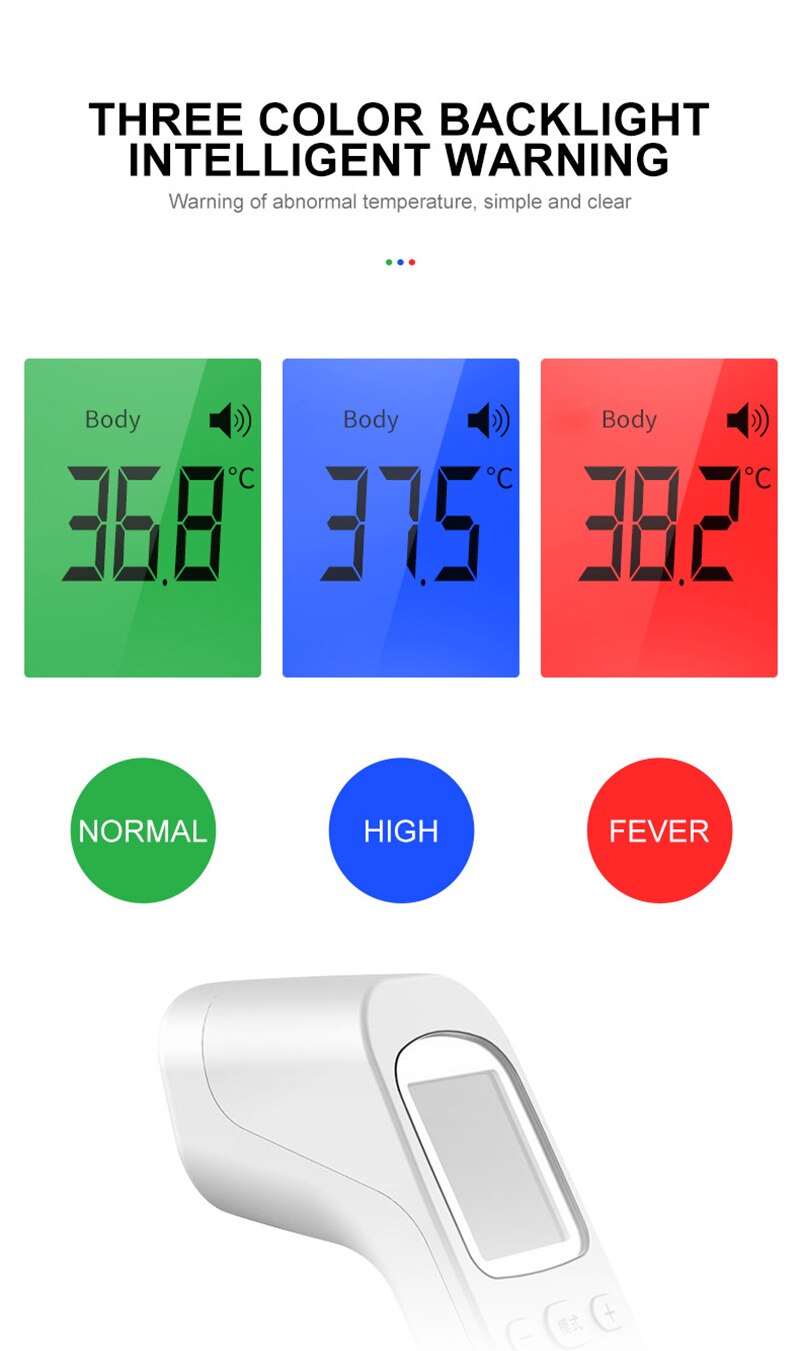 Backlight Infrarood Digitale Thermometer Voorhoofd Ir Lichaamsoppervlak Temperatuur Meting Non-contact Termometro