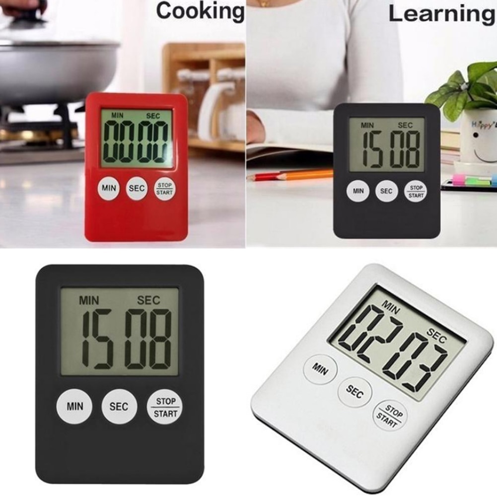 1Pc 5 Kleuren Super Dunne Lcd Digitale Kitchenscreen Kookwekker Vierkante Koken Tellen Countdown Alarm Magneet Klok