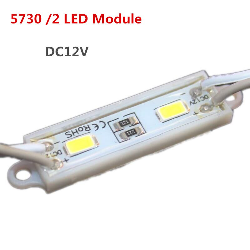 20pcs/lot 5730/ 2 LED Module Waterproof Mini led modules Cool White/warm white LED Lighting Module for Signage Brighter DC12V