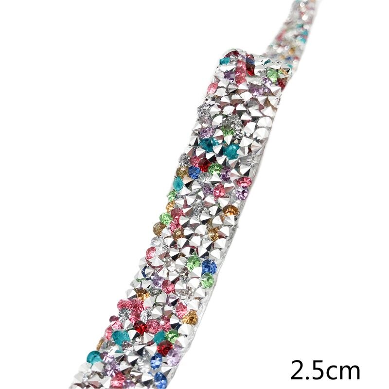 1 yard harpiks rhinestone bånd fix tape wrap glitter faux crystal trim strip jern på til bryllupsfest diy dekoration