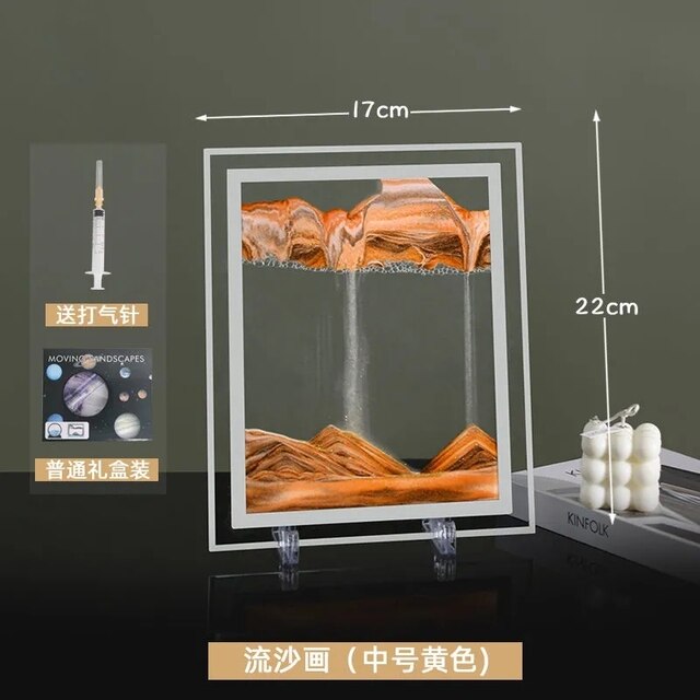 Peinture de sable mouvant en verre avancé, ornements de sablier, décorations de bureau artistiques liquides, , décoration de mariage: Orange 7 inches