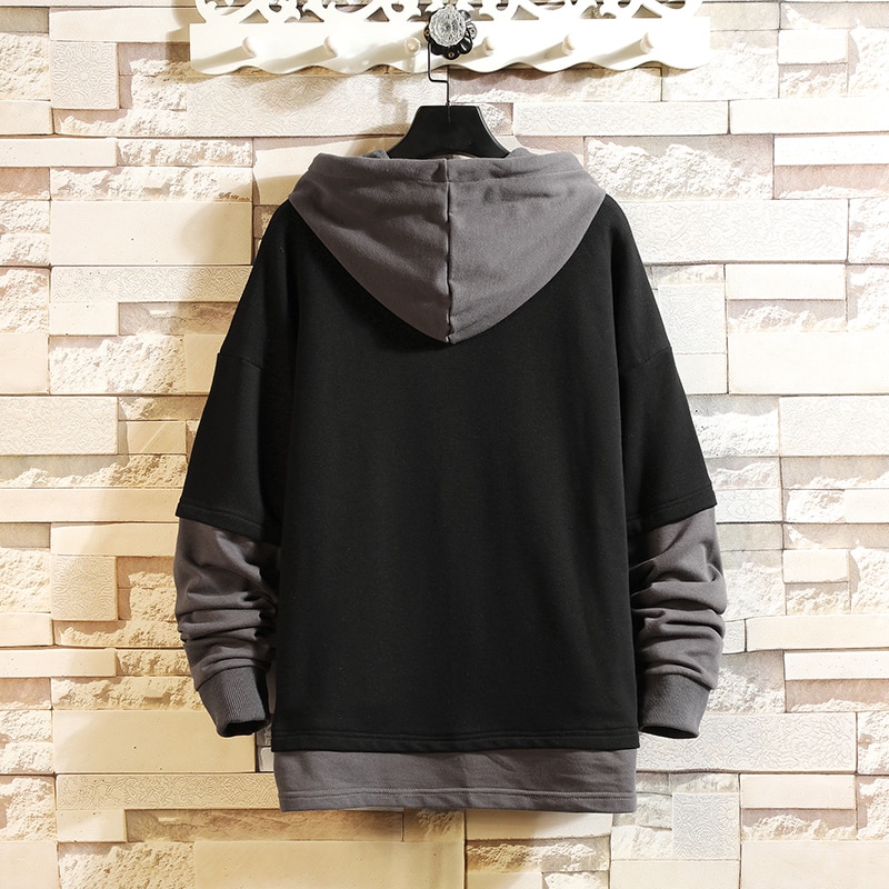 Casual Men Hip HOP Hoodies Sweatshirts Streetwear One Piece Brand Black Grey