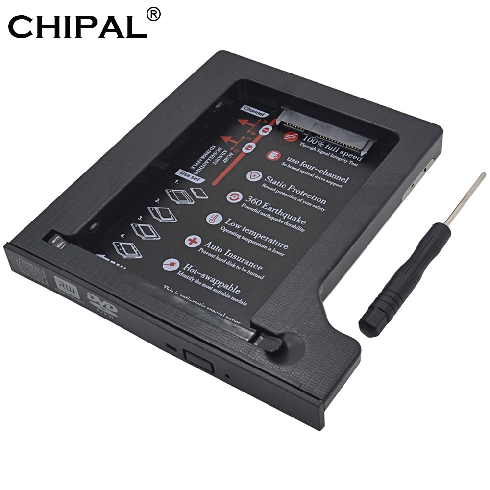 CHIPAL 4 Channels Universal 2nd HDD Caddy 12.7mm SATA 3.0 Dual LED Indicator for 2.5" SSD HDD Case Enclosure Laptop CD / DVD-ROM