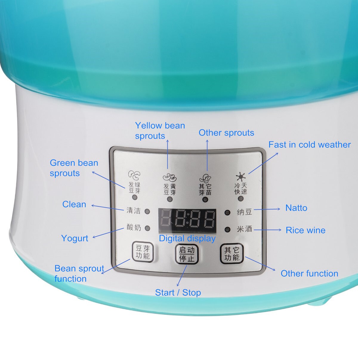 2-Tier Home Use Intelligence Bean Sprouts Machine Large Capacity Thermostat Green Seeds Growing Automatic Bean Sprout Machine