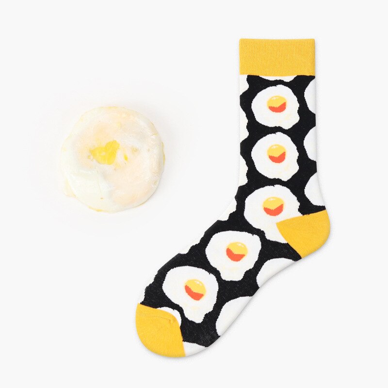 Unisex hoge kousen sokken dames heren fruit vrolijke grappige crew sokken avocado appel ei patroon kleurrijke katoenen zachte sokken
