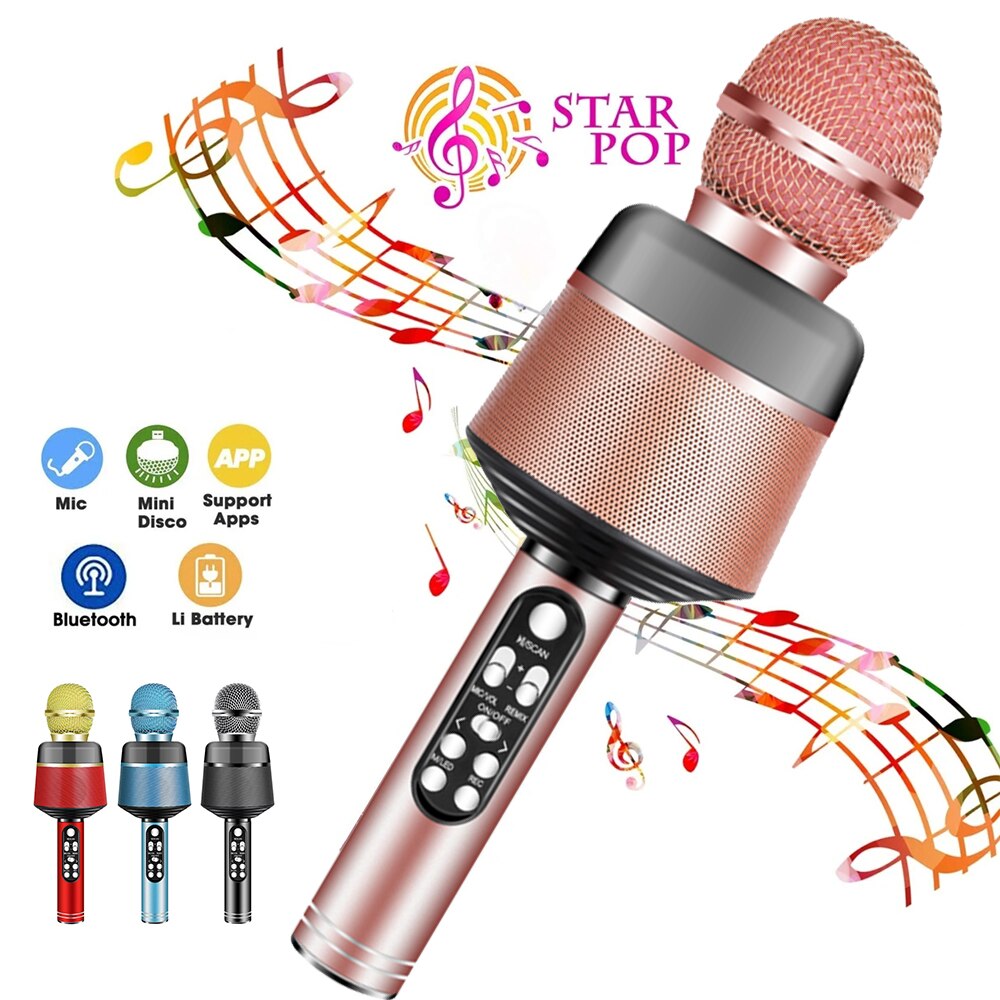 Sans fil Bluetooth Microphone haut-parleur Microphone à main karaoké micro lecteur de musique chant KTV Microphone 1 pièces