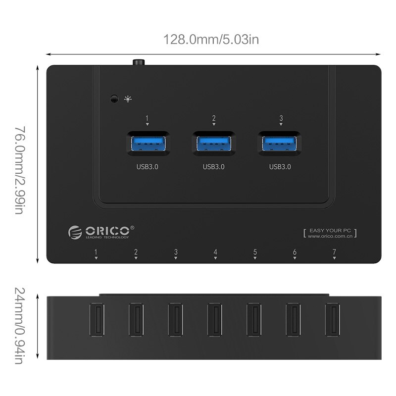Orico abs  h9910-u3 5 gbps hoge snelheid usb 2.0 3.0 splitter adapter 10 poorten usb hub met stroomadapter voor pc laptop notebook