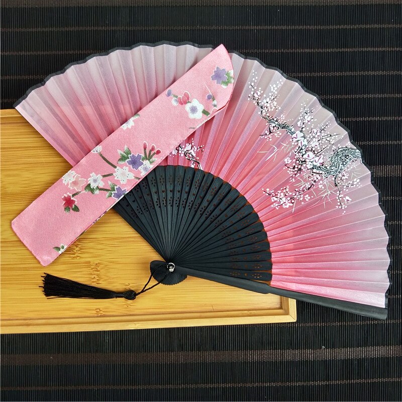 Japanese Style Silk Fan Into Cherry Blossom Pouch Pattern Optional Silk ...