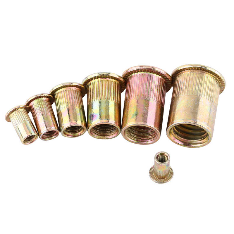 20/100PCS Rivet Nut M3-M12 Carbon Steel Flat Threaded Rivet Nut Flange Rivnut Nutsert Fastener Wood Screw and Nut