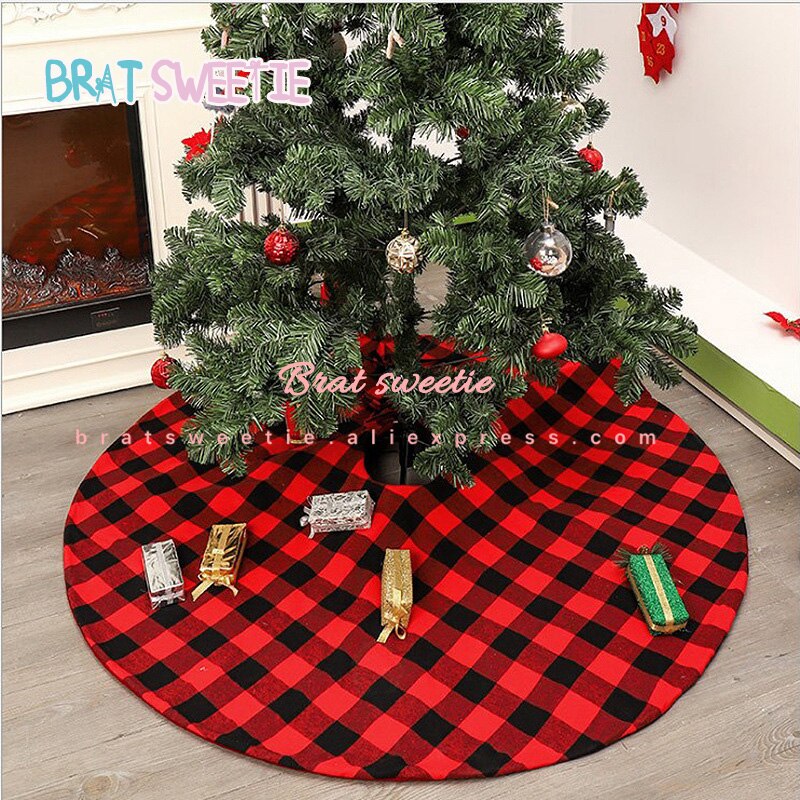 Rød og sort bøffel plaid juletræ nederdele xmas træ dekorationer ornamenter til hjemmet check træ nederdel tæppe