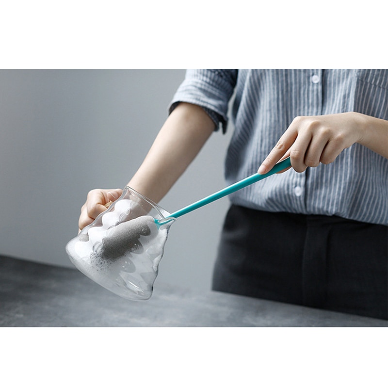 xiaomi mijia Sponge Cup Brush Long Handle Replaceable Kitchen Cleaning Tool Soft Sponge bottle Brush Beautiful practical