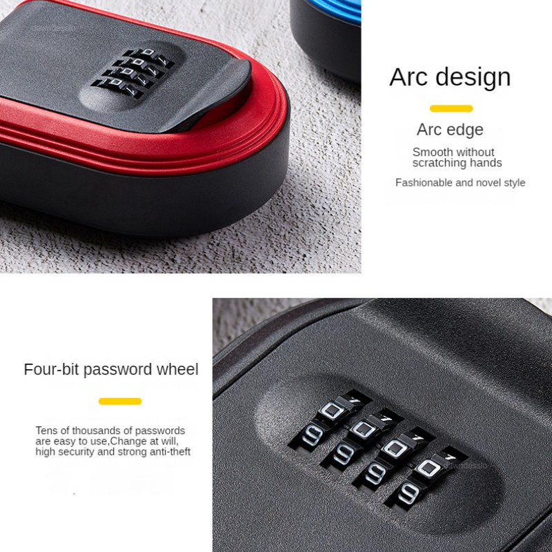 Wandgemonteerde sleutelopslag 4-cijferige combinatiesleutelkluis Opbergdoos Plastic sleutelkluis Binnen Buiten Gebruik voor thuiskantoor