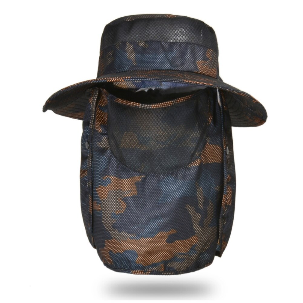 Summer Sun Hats Men Camouflage Large Bucket Cap Foldable Breathable Anti UV Sun-proof Hats outdoor Hiking Camping Fishing Cap: O