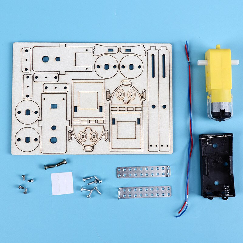 Electric Gizmo Wooden Assembling Blocks Rope Climbing Robot Toys DIY Student Science Technology Model Brain Game Toy