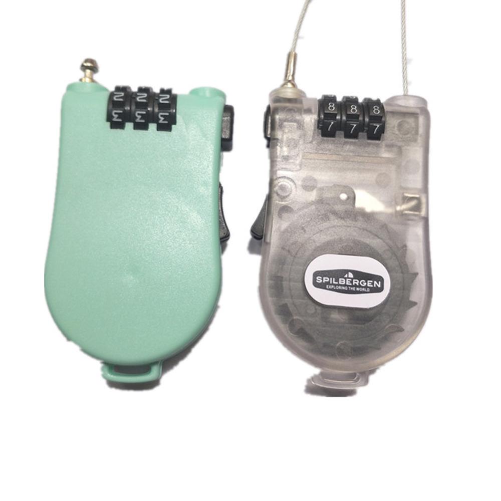 Retractable Mini Luggage Cable Lock 3 Digit Password Combination Bicycle Lock Travel Padlock with 40 Inches Steel Wire for Bike