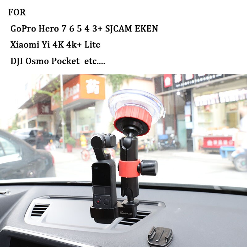 Sugekop med roterende arm bilholder mount til ram gopro hero 7 6 5 4 3+  sjcam xiaomi  yi 4k lite eken action kamera tilbehør