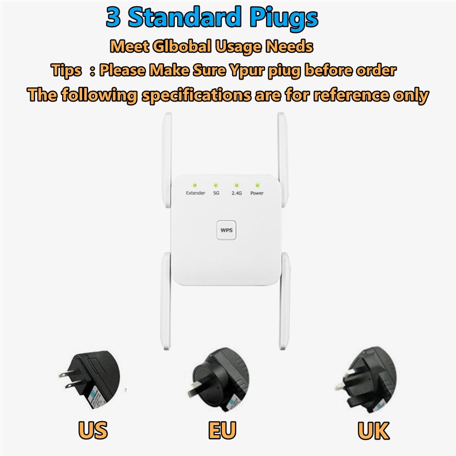 5GHz WiFi Repeater Wireless WiFi Amplifier 5G WiFi Long Range Extender 1200M Wi Fi Booster Home Wi-Fi tSignal Amplifier