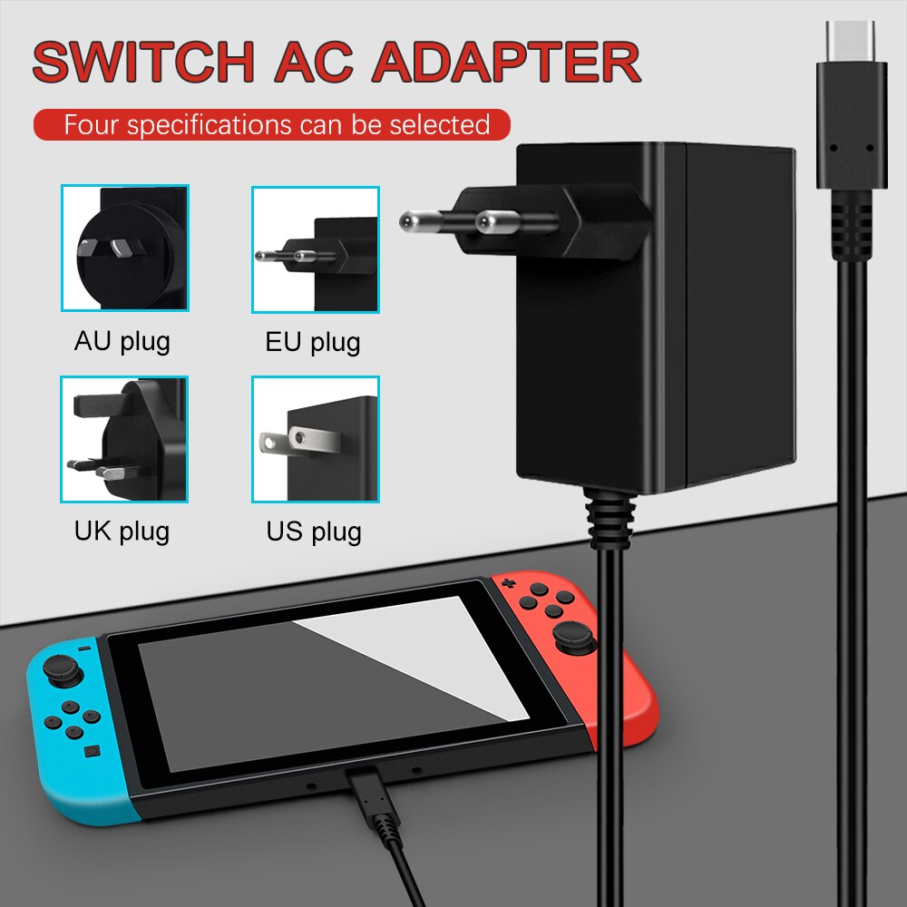 AC Adapter Charger for Nintendo Switch Power Supply 15V 2.6A Fast Charging Kit for Switch Dock /Switch Lite and Pro Controller