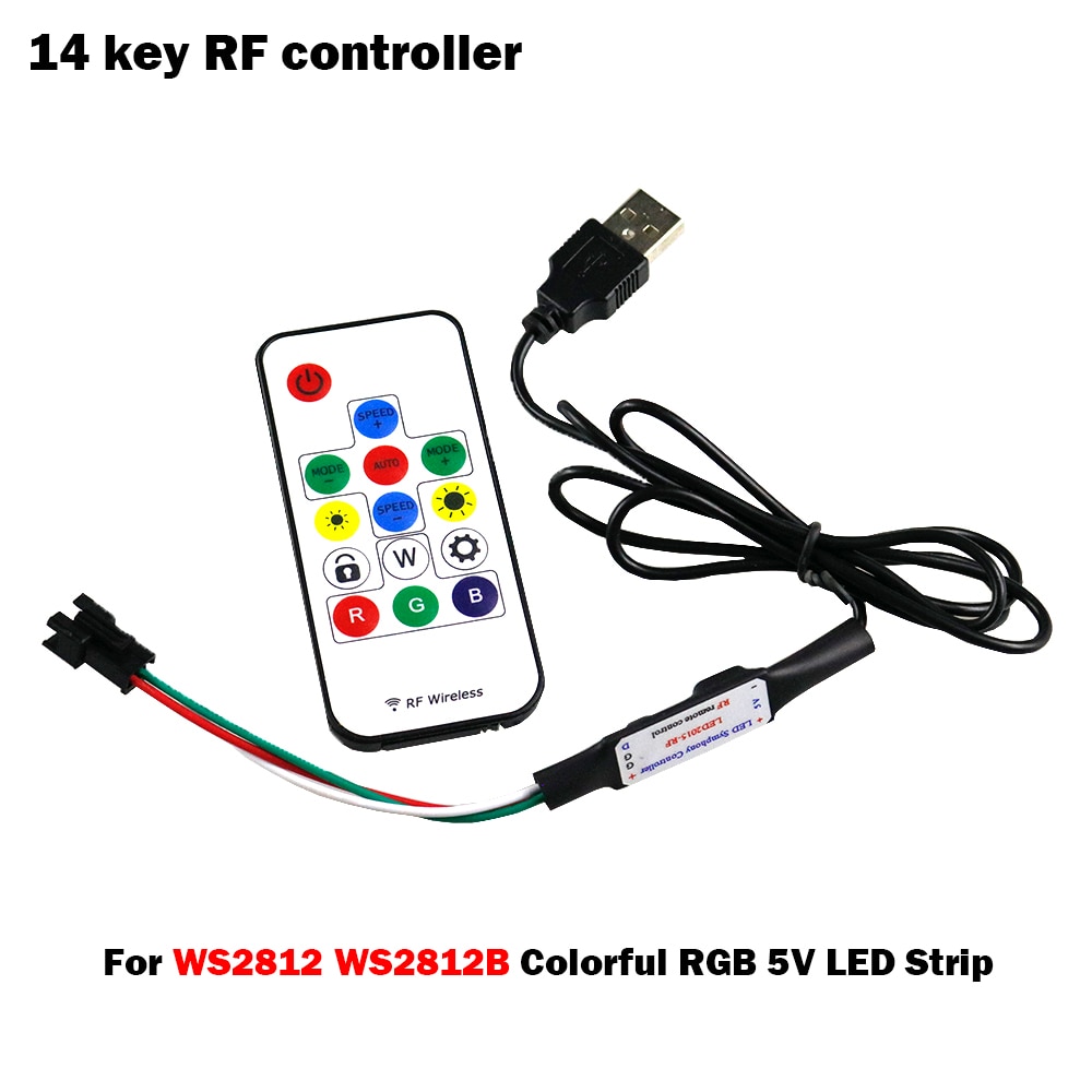 5V USB RGB controlador regulador Led RF Mini control remoto inalámbrico para RGB 3528 5050 WS2812B RGB tira de luces Led 5-24V
