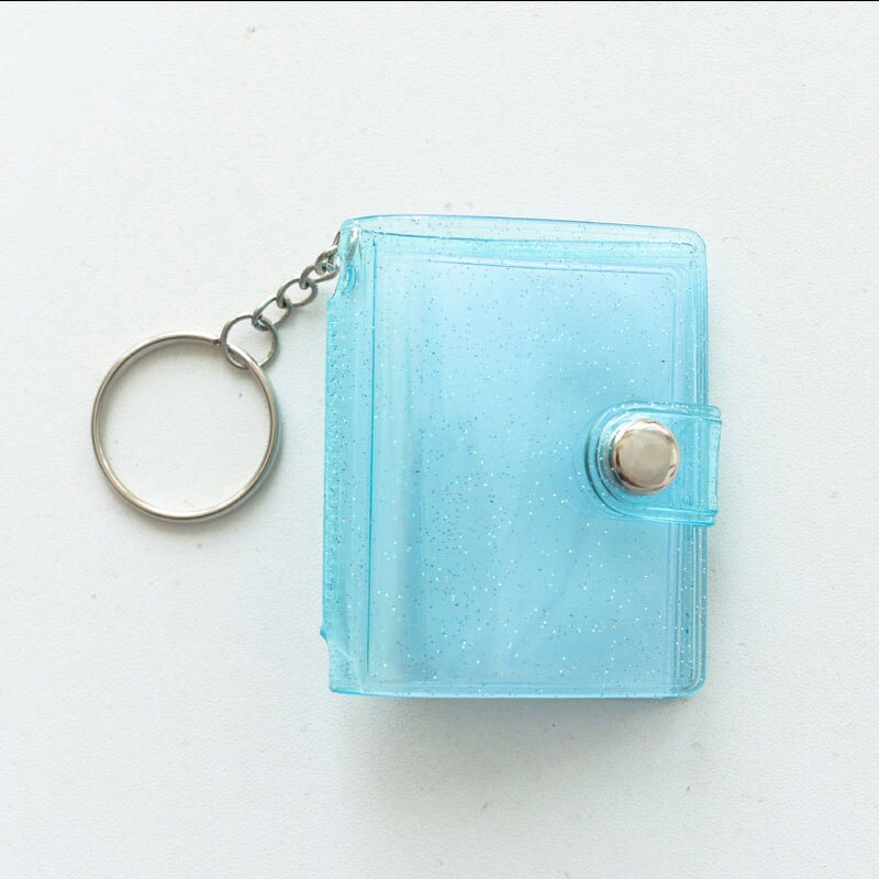 1/2 Inch Photo Album Mini Photo Album with key chain photo Storage Book Mini Retro Photo Album PVC Transparent Shiny Photo Album: 14(1inch)
