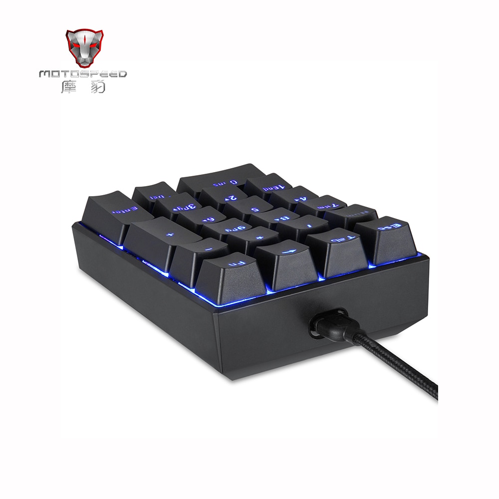 Motospeed K23 OSU Mechanical Numeric Keypad Wired Mini Numpad LED Backlight Keyboard Extended Layout for Blue/ Red Switch
