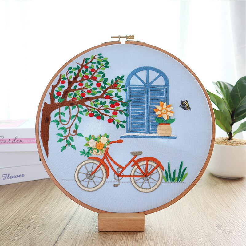 Kit de broderie de fleurs de lierre violet, bricolage, couture, motif de plante domestique, aiguille pour débutant, point de croix, artisanat (withop): B