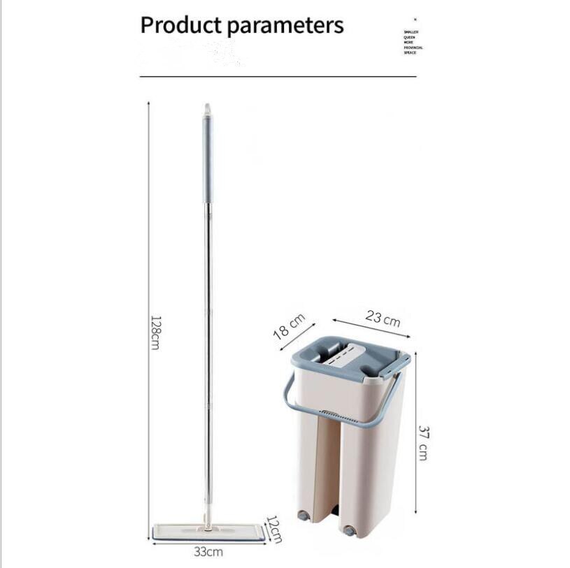 Flat Squeeze Mop and Bucket Hand Free Wringing Floor Cleaning Mop Microfiber Mop Pads Wet or Dry Usage on Hardwood Laminate Tile