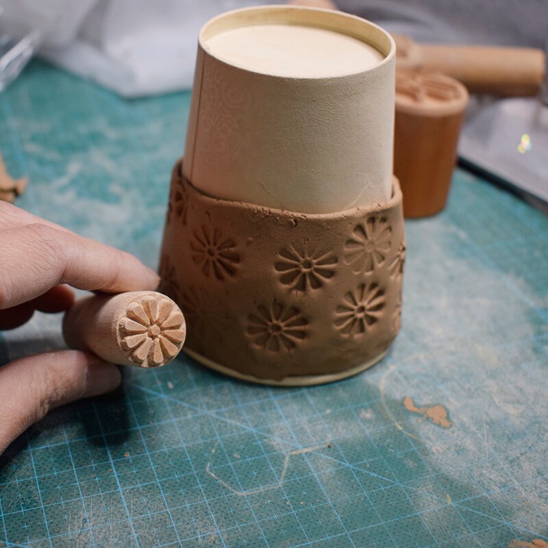 2cm Mini Daicy Flower Wood Stamp Pottery Tools,Clay Emboss Pattern Block Chapter Stamp,Ceramic Texture Art Supplies