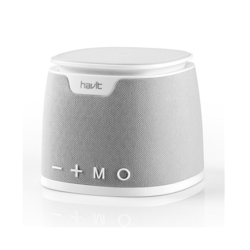HAVIT-M1 Bluetooth Speaker Wireless Charger Bass Speaker with Qi Charging Pad Function for IPhone Samsung Xiaomi Auto Charging: White