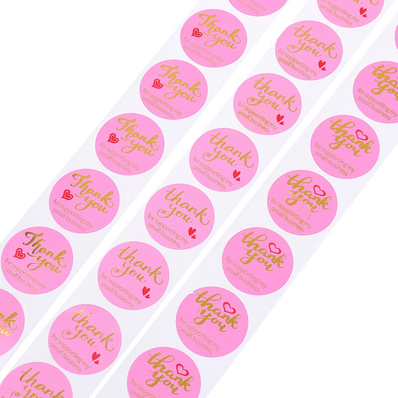 Pegatinas de agradecimiento para decoración de vacaciones, 500 Uds./rollo de pegatinas rosas para Navidad, de cumpleaños, favores, etiquetas, suministros de correo, Festival