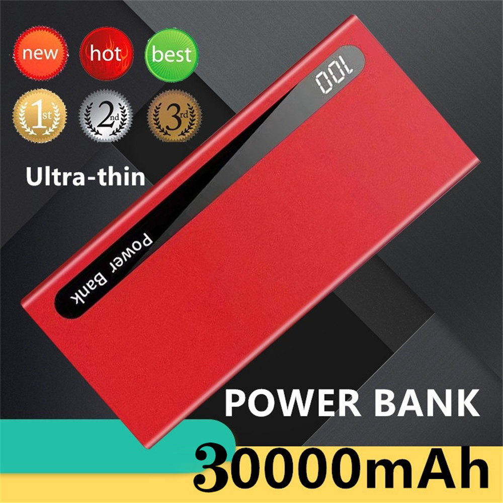 Ultradünne Power Bank 30000mAh Power Externe Batterie Tragbare Schnelle Ladegerät für Alle Smartphone Bank Wasserdicht