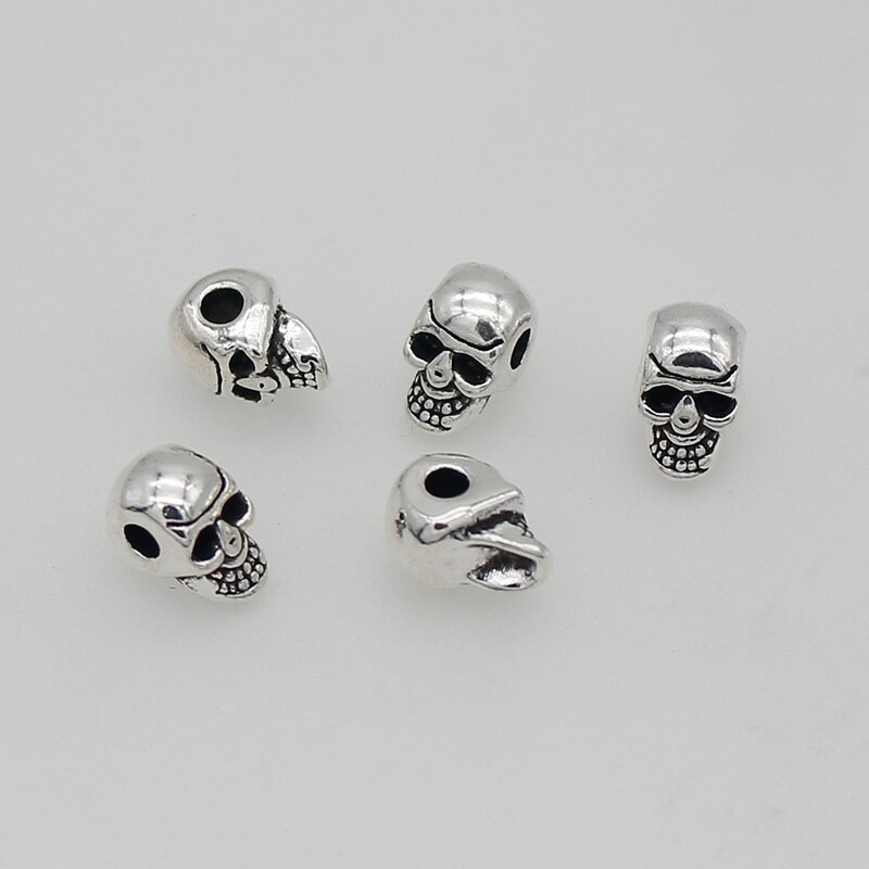 20 stk/parti punk hip-pop antik sølv kranie løse perler 11mm håndlavede armbånd skæg/hår charm space perler gør selv smykker