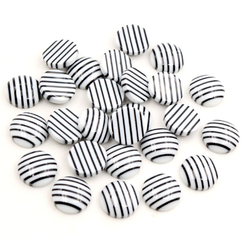 ! 40 unids/lote 12mm colores mezclados resina trasera plana rayas clásicas cabujones Cabochon Base camafeo 12mm: W3-33