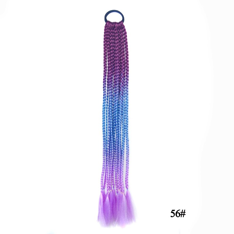 Queue de cheval synthétique colorée boîte droite tresse avec bande élastique queue de poney Extensions de cheveux accessoires de cheveux pour les femmes: 56