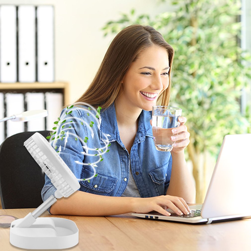 Mini Portable Fans Telescopic Foldable Usb Rechargeable Fan Air Cooler Low Noise 4 Gears Timing Foldable Fan