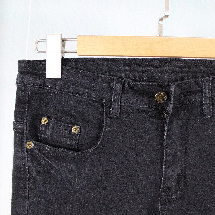 Vår sommar koreansk stil dam stretch skinny jeans leggings kvinna plus size svart blå smala jeansbyxor kvinnor 4xl 5xl: Svart / 4xl