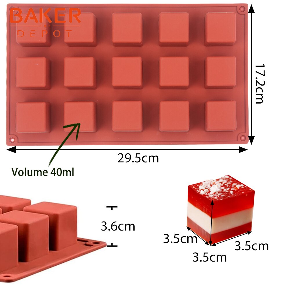Baker depå silikon fyrkantig mousse tårtform mini munk muffin cupcake kex bakverktyg tvål harts ljus gips: Cdy -760-1pc